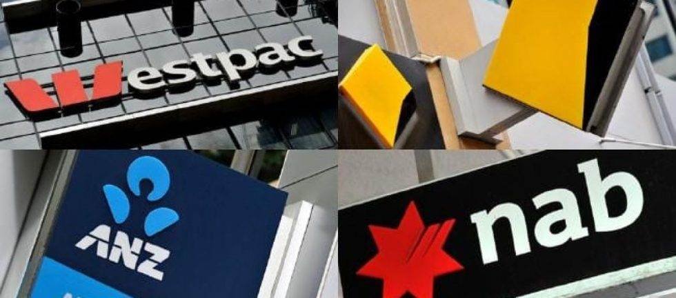 Logos of Westpac, NAB, ANZ, and Commonwealth Bank, major Australian banks.