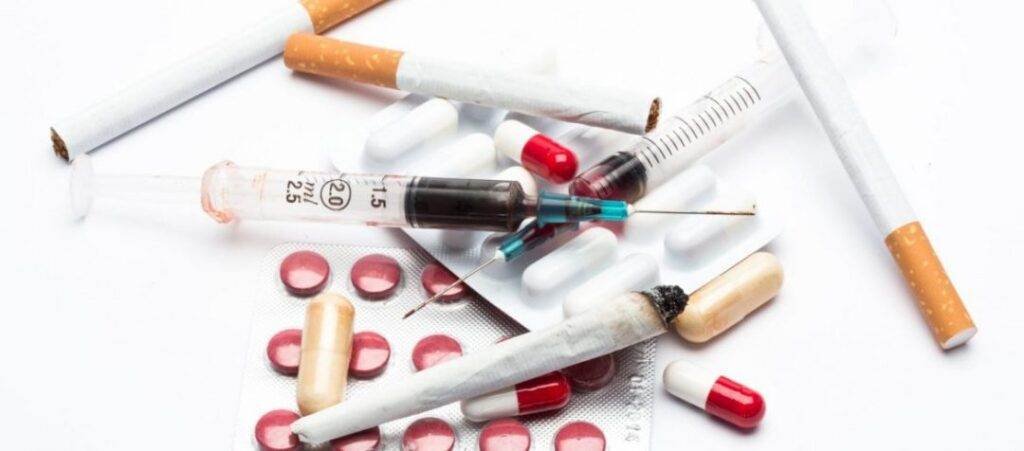 Used syringes, pills, and cigarettes; substance abuse