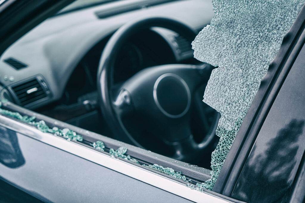 Shattered car window, malicious damage to property in NSW