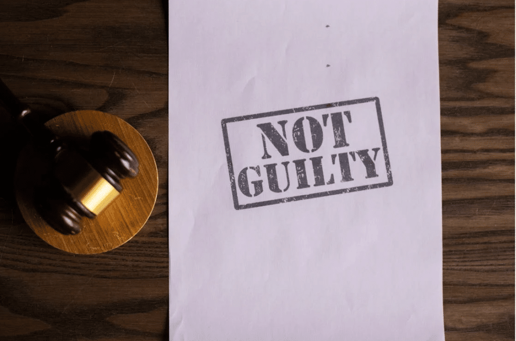 Gavel beside document stamped "Not Guilty," symbolizing pleading not guilty to drug charge in NSW.